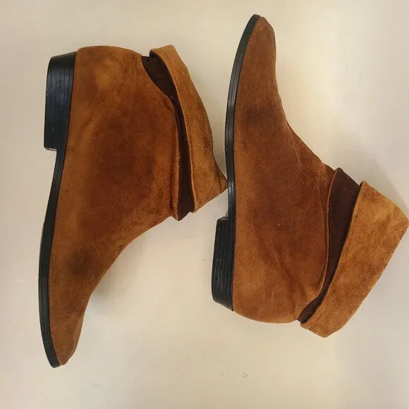 Vtg 80s 90s Impo Brown Ankle Slouch Boots 8 Boho Retro Robin Hood - Picture 5 of 16